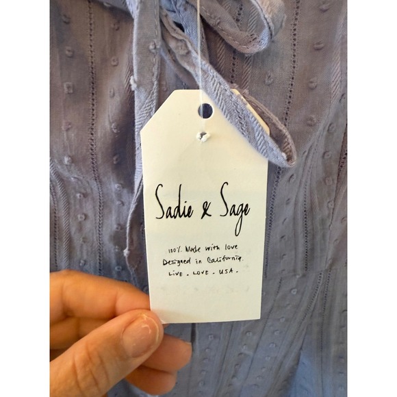 Sadie & Sage Swiss Dot Puff Sleeve Mini Dress Medium NWT Blue - Picture 5 of 11